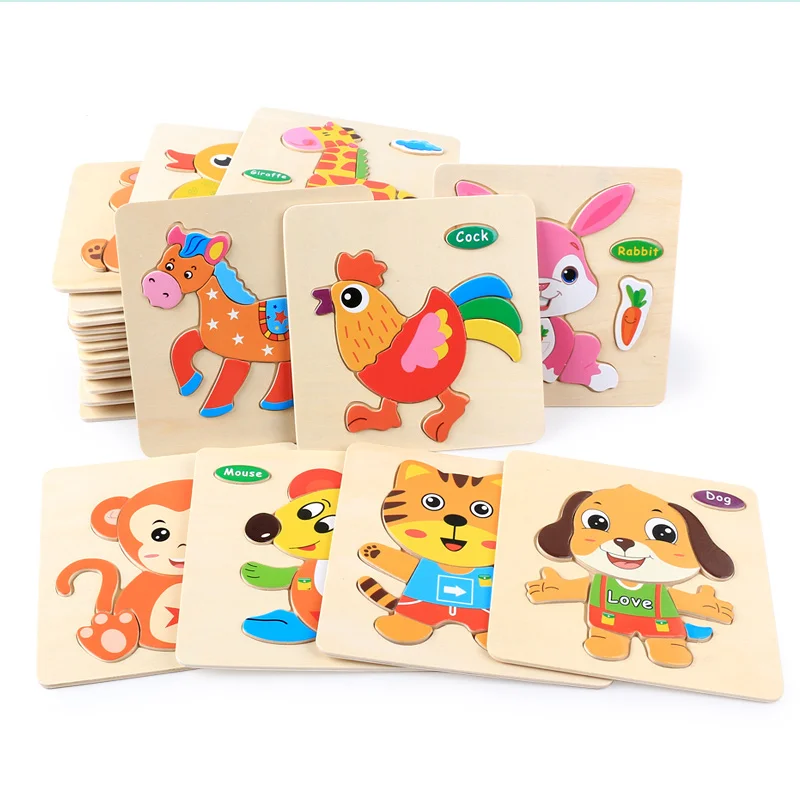 
Best design 3d wooden jigsaw puzzle of 32 kinds animal shape educational toys for kids 