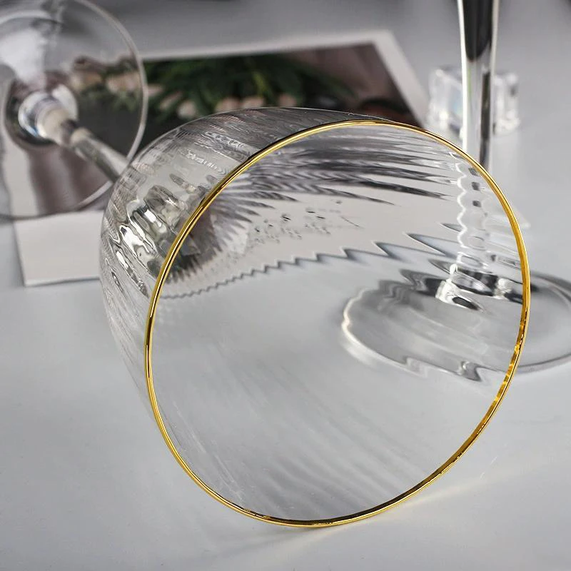 Creative gold rimmed goblet glass gift different capacity red wine glass for weddings restaurants party