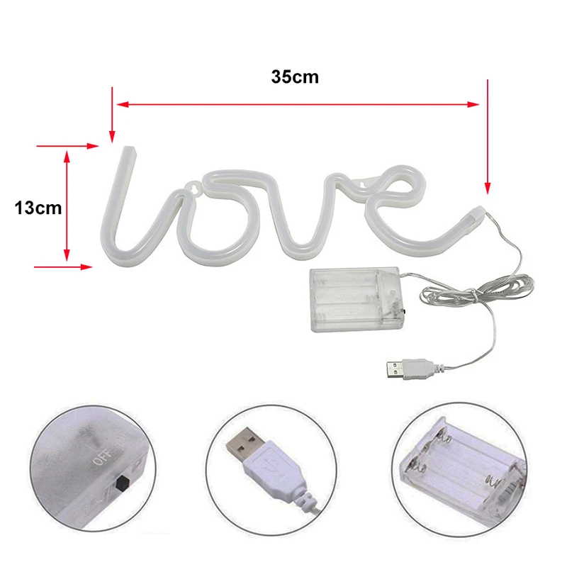 Led Neon Sign Confession Romantic Decoration Love Shape Night Light Wedding Party Props