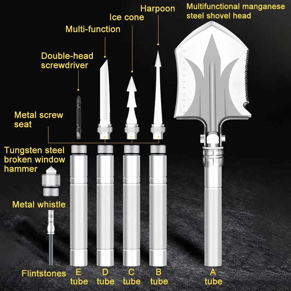 Camping Trowel Tactical Mini Survival Folding Heavy Duty Carbon Steel Tool Custom Military Hand Held Shovel