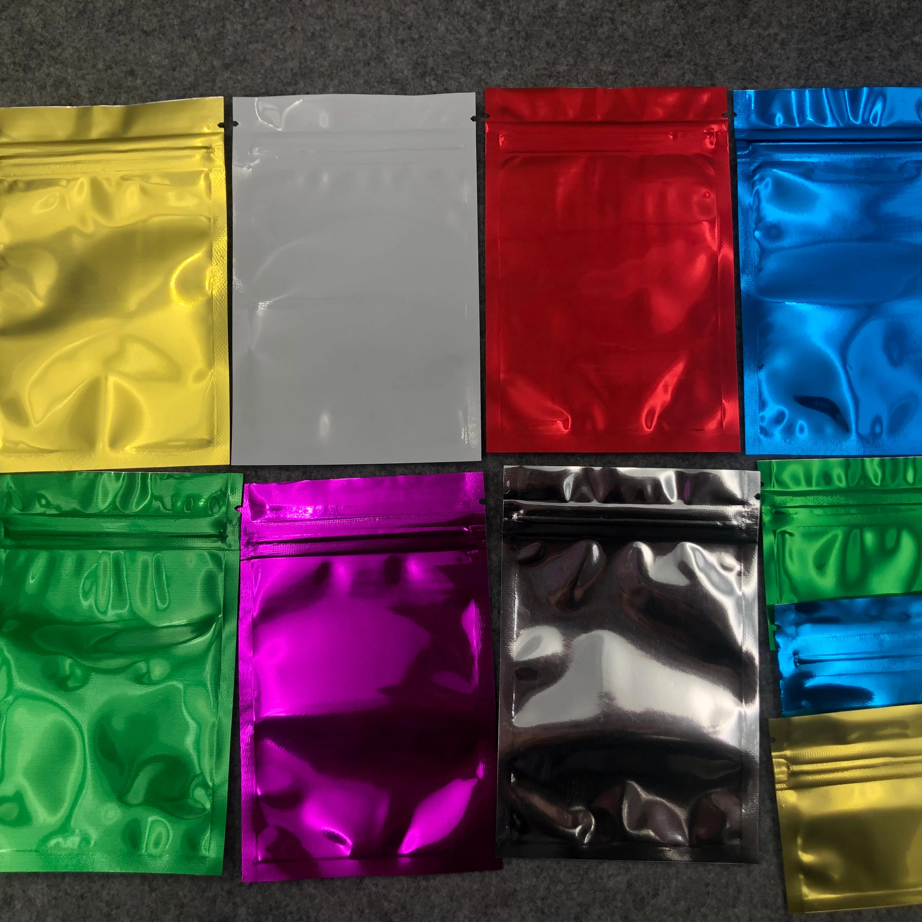 Custom logo wholesale colorful Small Aluminum Foil food packing bags with zip lock