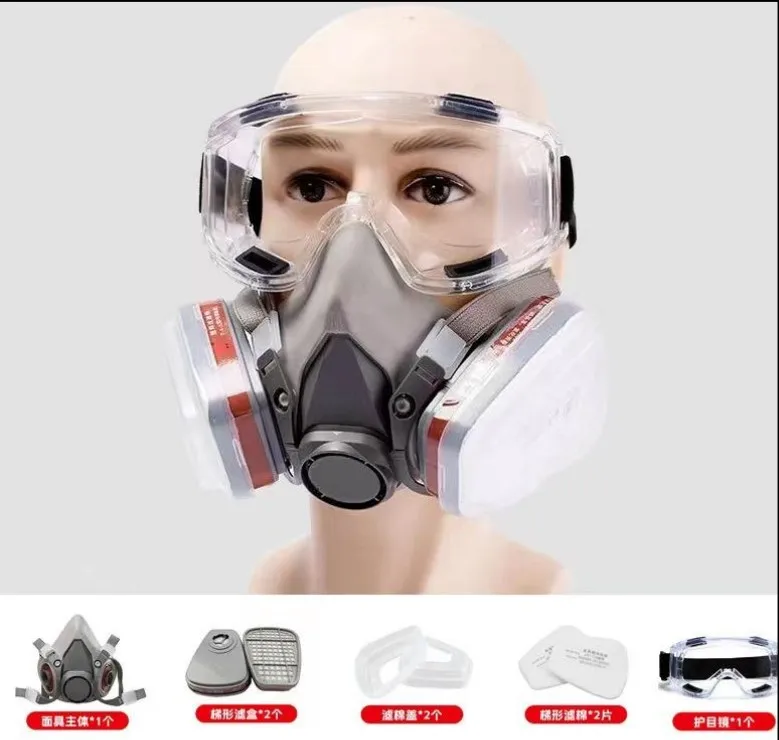 Reusable Respirator Gas Mask Half Facepiece Shield 6200 Face Cover with Filters for Dust, Fumes, Asbestos, Chemicals and Other