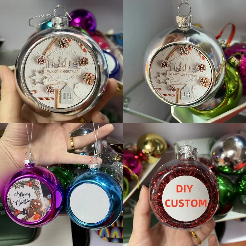 Wholesale Custom Personalized Plastic Christmas Decorations Ball Sublimation Blank Christmas Tree Ornaments Balls