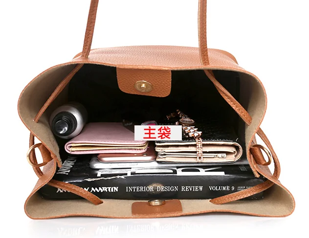 RU 2024 Shoulder Leather Tote Bags Plain Tote Bag Fashion Handbag Sets 4 Pieces Lady Hand Bags set