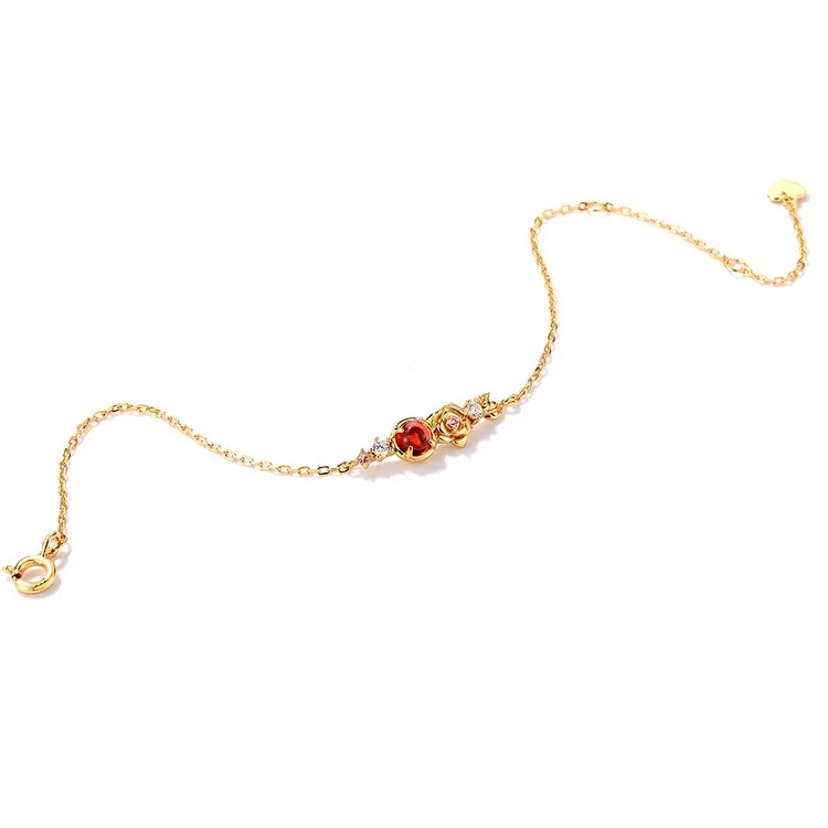 Mozambique Garnet gold plated 925 silver fashion bracelet - B007395