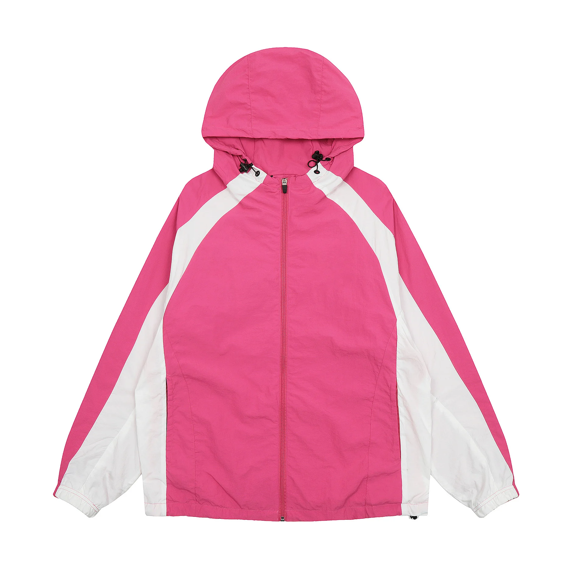 Streetwear Manufacturer Custom Men Casual Colorblock Reflective Nylon Waterproof Utility Windbreaker Jacket