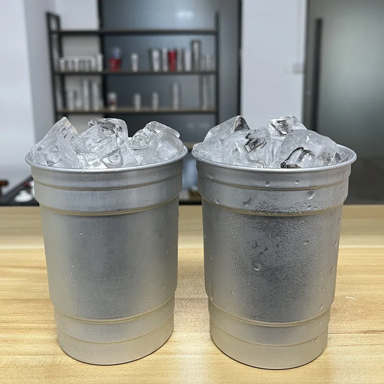 2024 New Aluminum Mug Cup Wholesale 500Ml Single Wall Stackable Aluminum Beer Cups Cold Drinking Water Bottles Beer Aluminum Mug