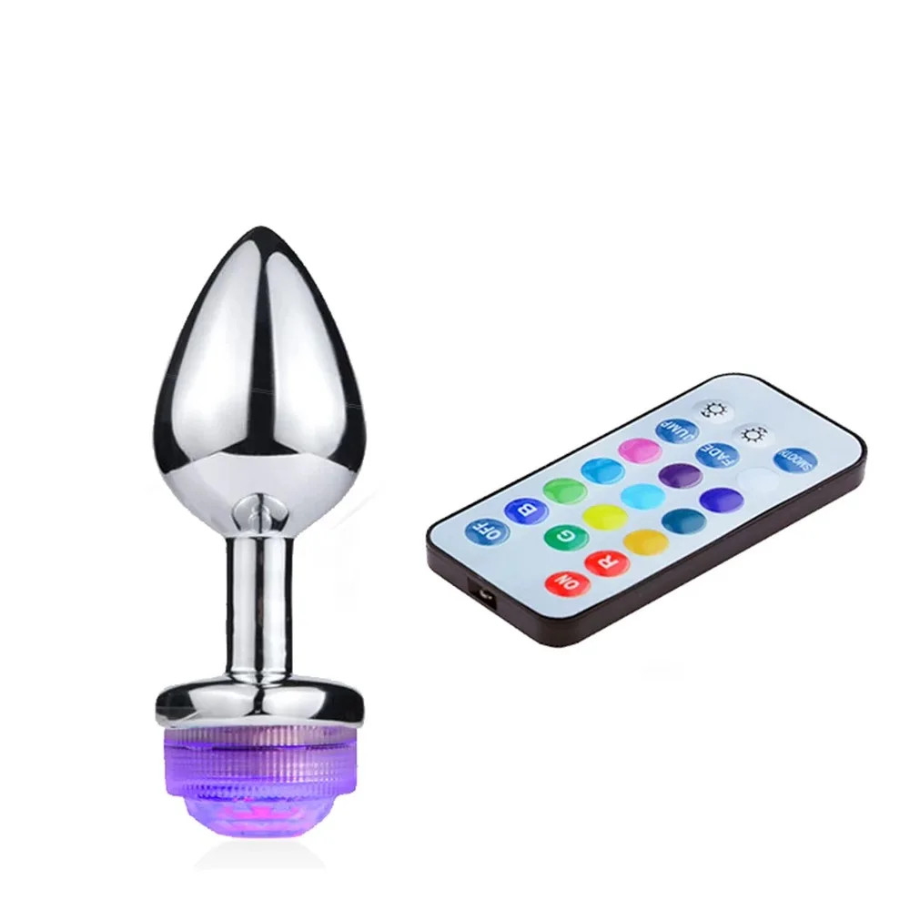 New Anal Sex Toys LED Colorful Light Metal Butt Plug For Adult Game Anal Erotic Toys