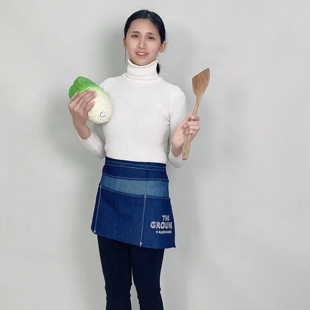 Half Sexy Apron For Women Linen Cotton Mens Cooking Leather Apron Logo Plastic Funny Cooking Waist Apron Cotton Two Pockets