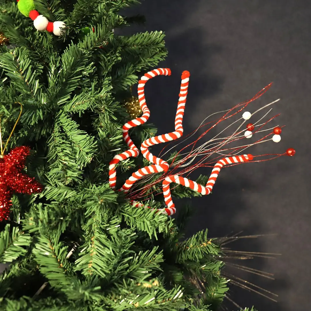 Navidad Christmas Natal Decoration Artificial Christmas Glitter Berry Red and White Picks Christmas Candy Picks