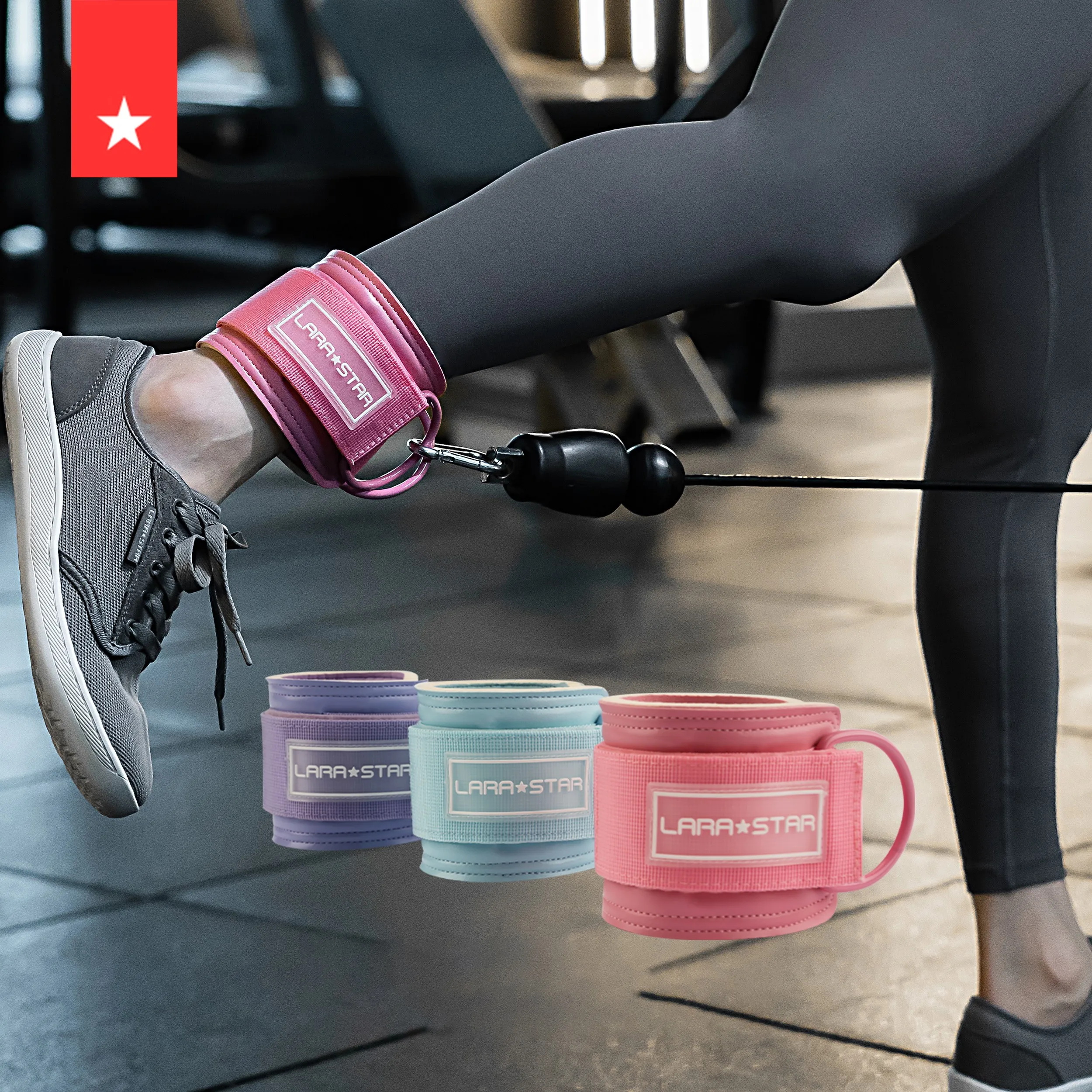 LS0122 Macaron PU Leather Ankle Straps Aable Machine Attachment Branded Ankle Straps Women for Gym