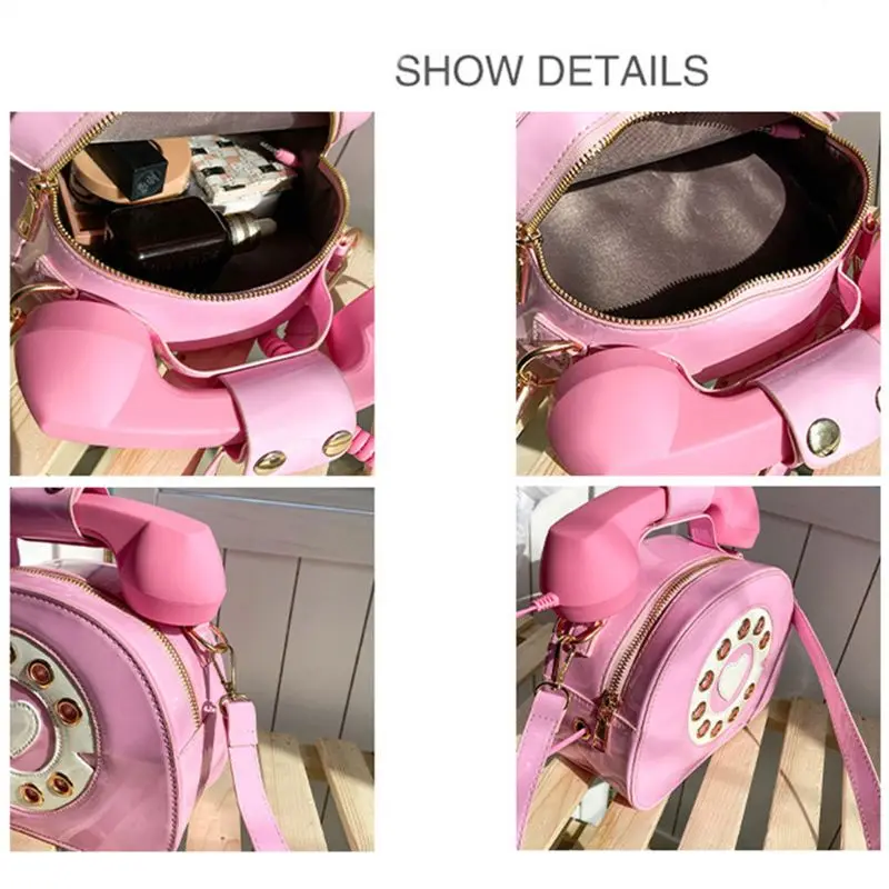 Creative Phone Shaped Handbags for Women Funny Personality Shoulder Bags Dial Telephone Shape Purse