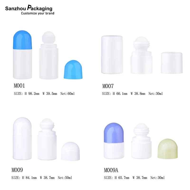 PE Roll-on deodorant stick container gel deo stick tube 60ml/50ml/30ml with custom logo