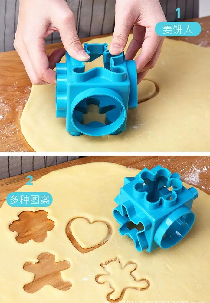 food contact safe 6 sides baking tool set heart flower star shape plastic cookie cutter mould for Christmas,kids,festival,party