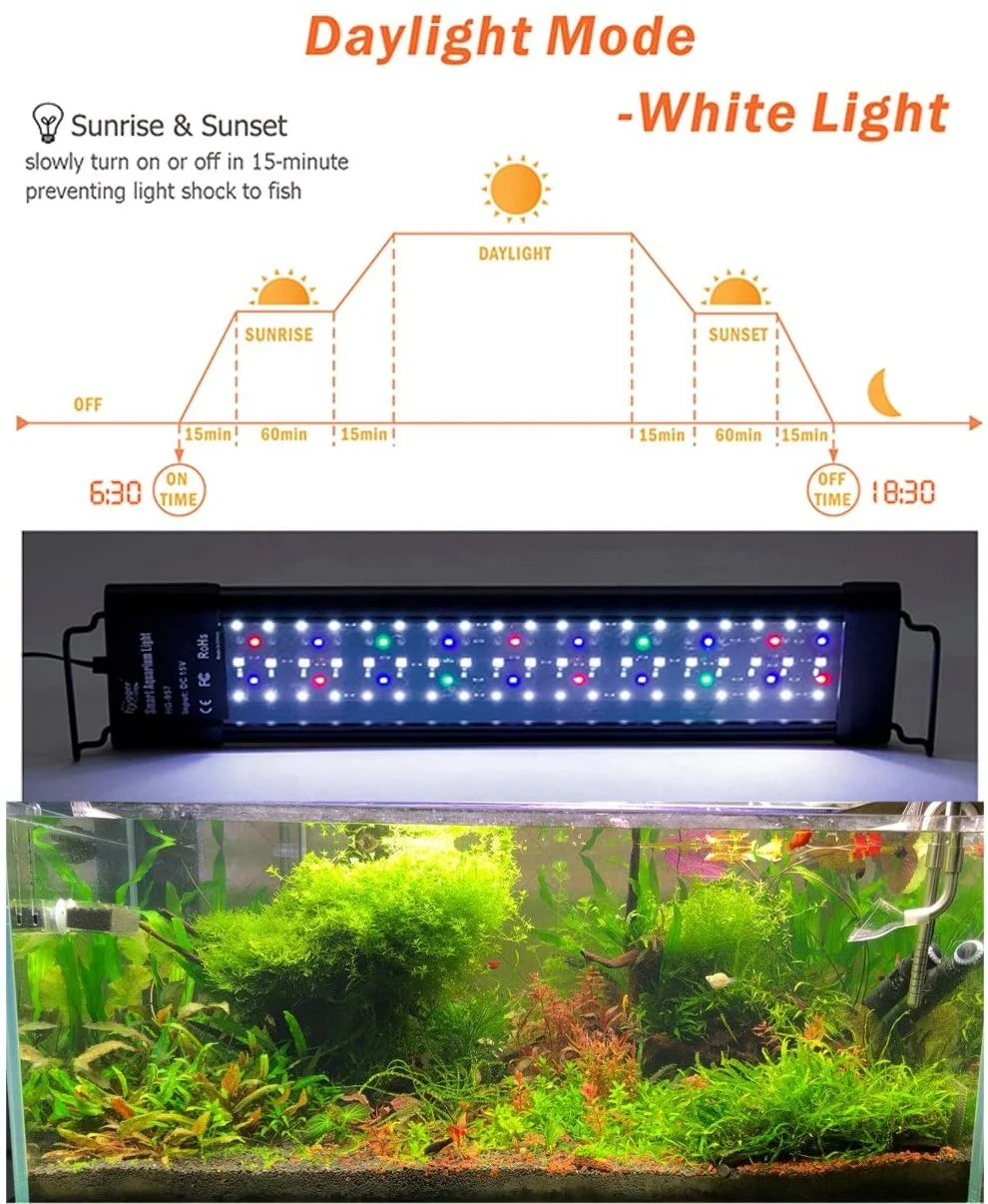 
IP68 32W 60cm LED aquarium led light reef fresh water grow plant light timer dim LCD dawn dusk coral high power full spectrum 