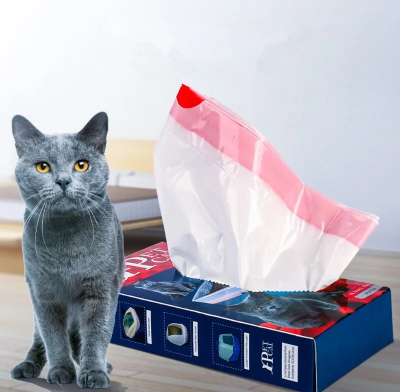 Cat litter box trash bag tied rope thickening cat toilet pick up supplies pet trash bag