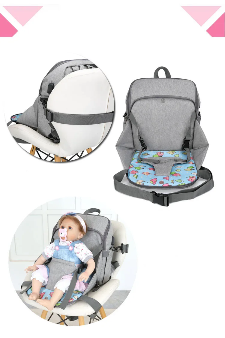 New Custom Logo Multifunctional Nylon Waterproof  Nappy Changing Bag Mummy Backpack Baby Diaper Bag