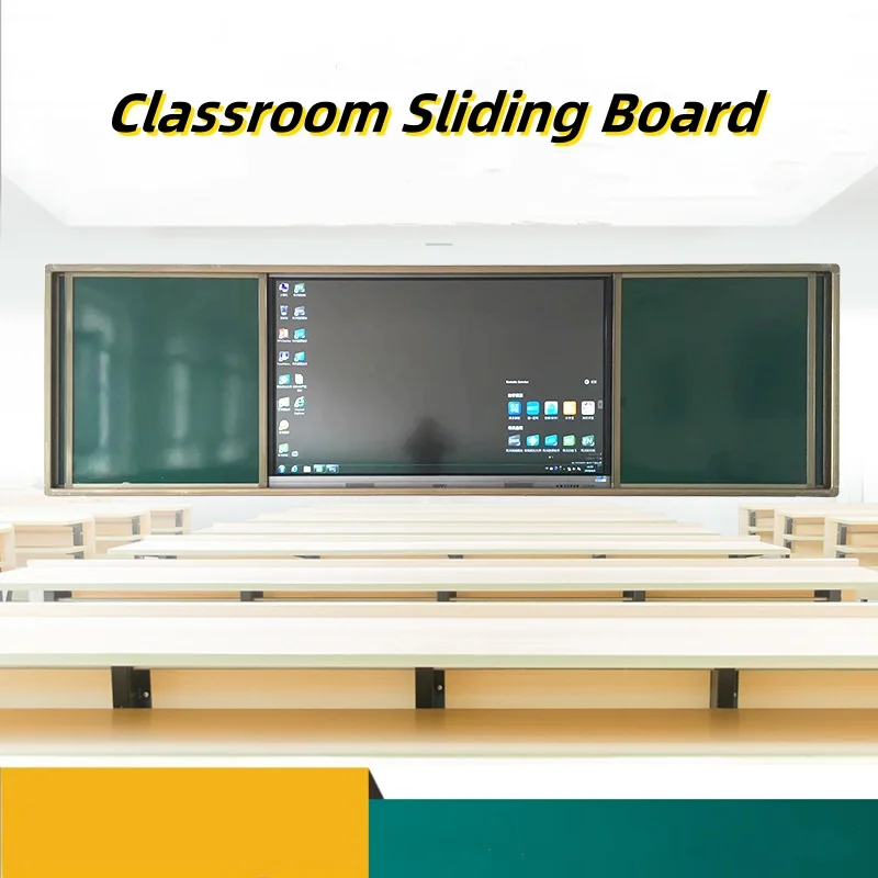 Custom Push-pull Green board  Aluminum Frame Magnetic Classroom Writing Blackboard Sliding Teaching Whiteboard For School