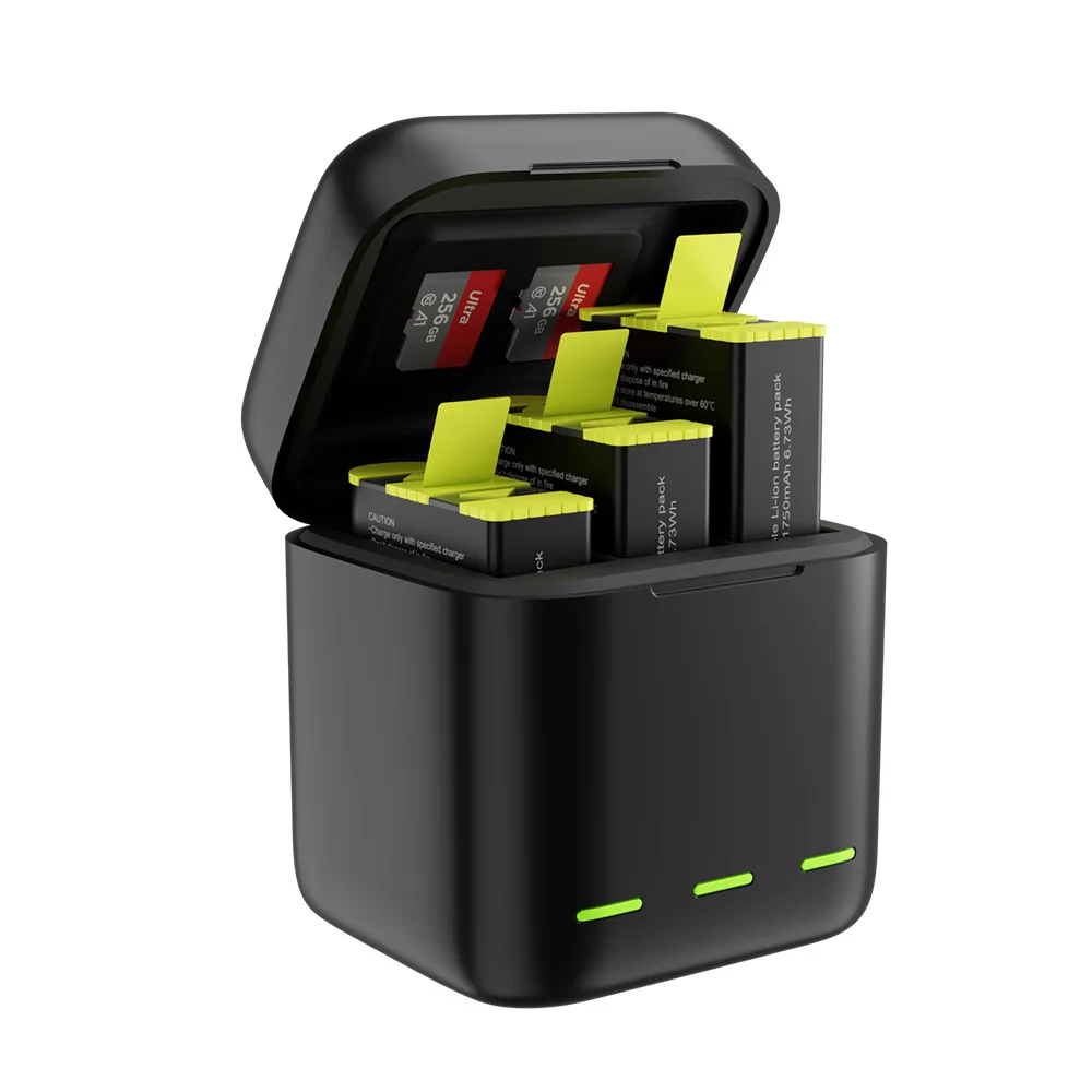 Hot selling GoPros AccessoriesTriple Charger Box With 2 pcs Batteries Kit Set for GoPro Hero9/10 battery