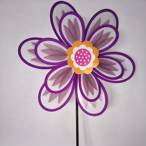 Garden decorations outdoor double flower windmill