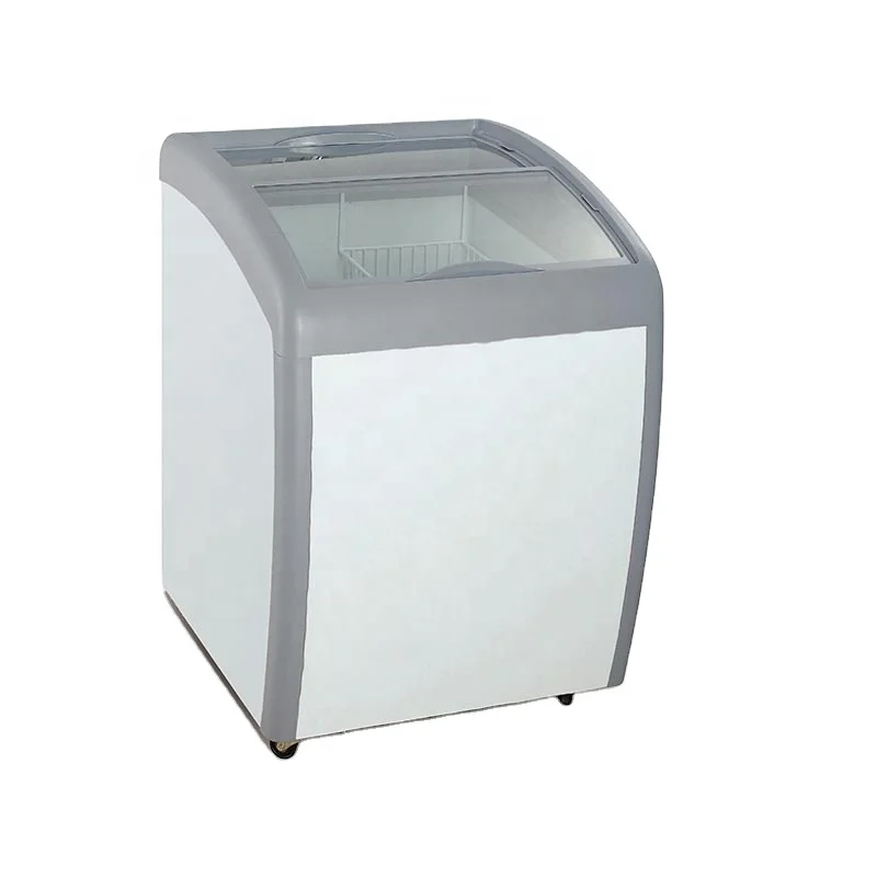 160L 110V60HZ Curved Glass Door Meat Display Fridge Chest Display Freezer