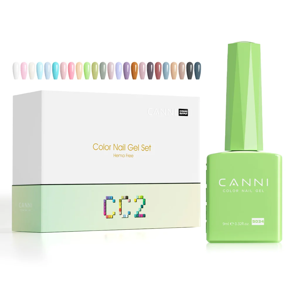 CANNI HEMA FREE Gel Kit  9ml CC1-CC6 Set Soak Off UV LED Semi Permanent Gel Nail Varnish Pastel Jelly Varnish Color Palette