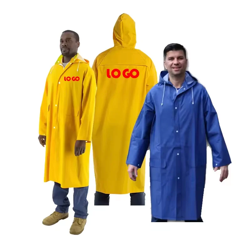 Factory Manufacturer Price Outdoor Work Rain Coats Waterproof Raincoat Heavy Duty PVC Polyester Rain Coat for Men