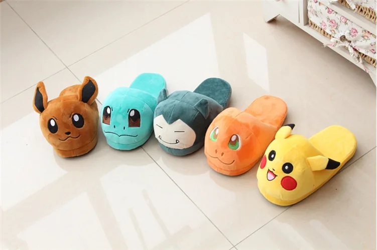 Плюшевые домашние хлопковые тапочки Pokemon Pikachu Snorlax расширенные и