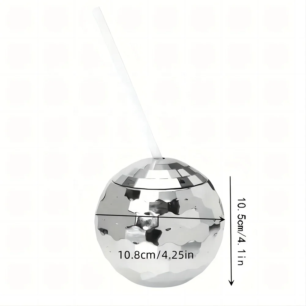 20 oz Disco Ball Shaped Reusable BPA Free Plastic Cups with Lids & Straws