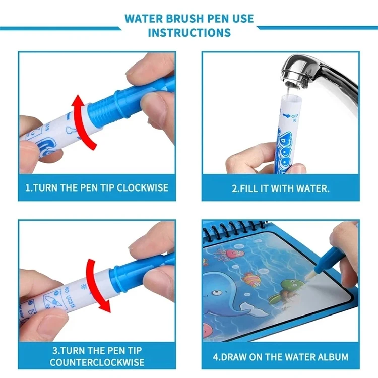 Wholesale Factory Price Custom Reusable Water Drawing Painting Book Magic Doodle Book For Children Toys Gifts