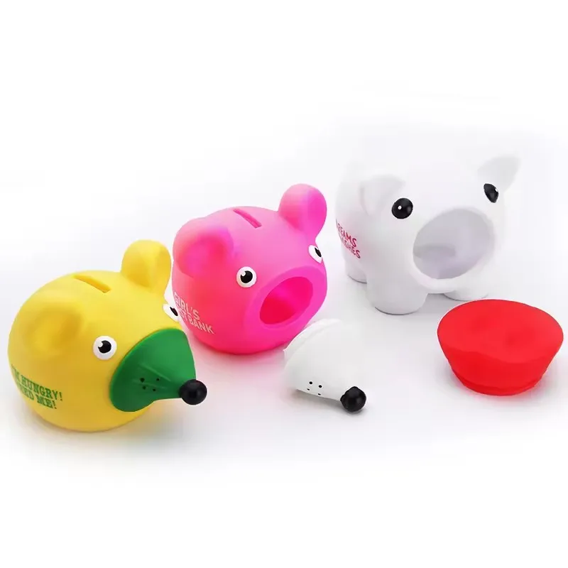 High Quality Multicolor Kids Plastic Money Coin Box Mini Cartoon Funny Kids Mouse Shape Rubber Piggy Bank for Kids Gift