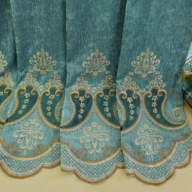 Luxurious European Embroidered Blackout Curtain Customization Embroidery Curtains For Living Room Dining Room