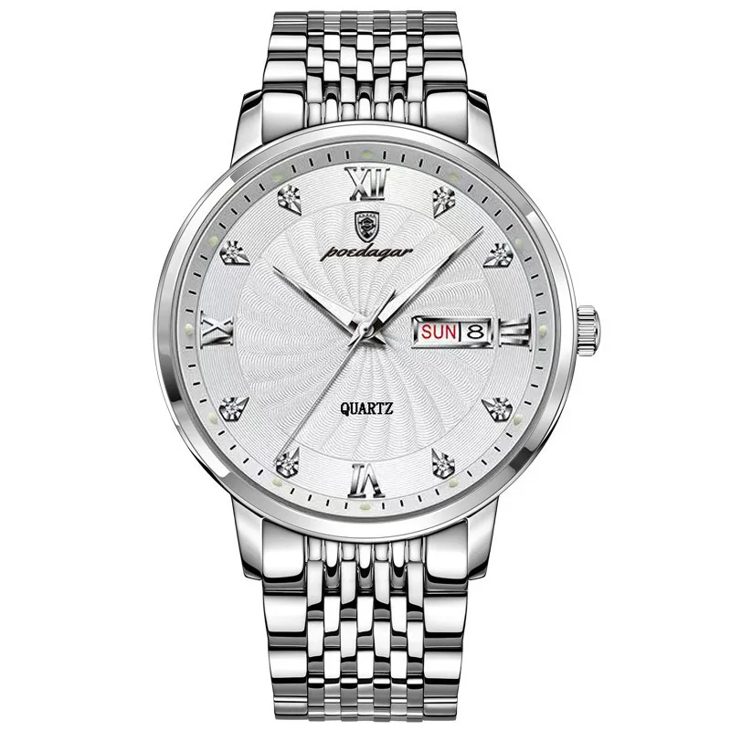 Hot selling fashion male business watch golden men waterproof for 30M stainless steel band casual chronograph quartz watch