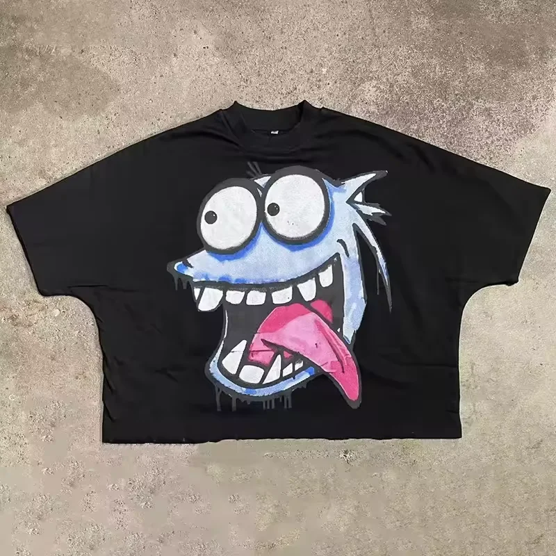 White Printing Boxy Cropped Hiphop Heavyweight T Shirt Organic Cotton Plain Oversized T Shirt Wholesale Business Shirts