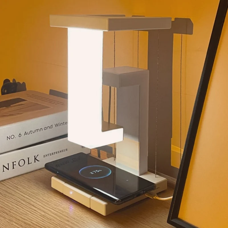 Levitating Anti-Gravity Mobile Phone Wireless Charging Led Night Light Floating Table Lamp For Bedroom Study