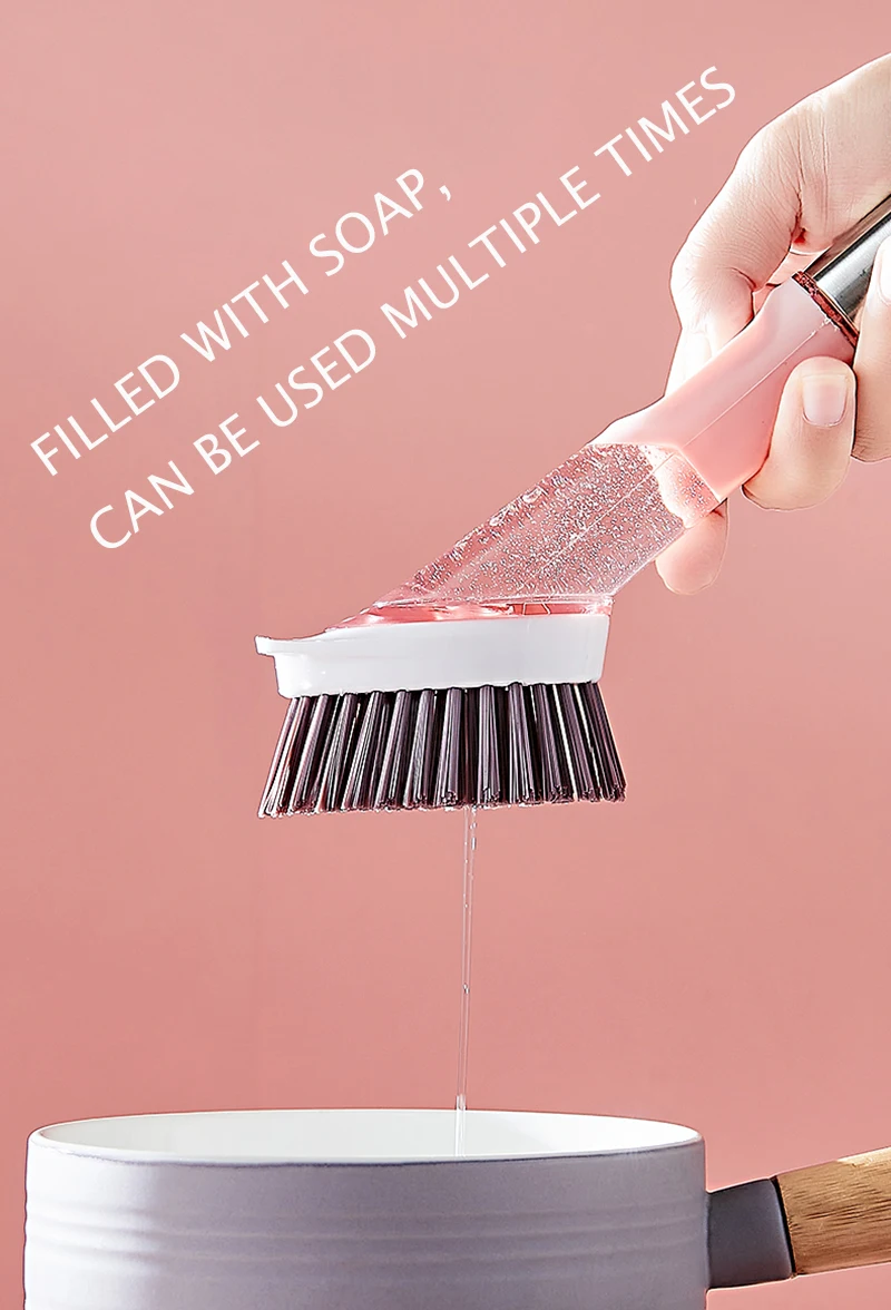 Brush Pot Kitchen Long Handle Cleaning Brush Remove Oil Household Sponge Wash Dishes Brush