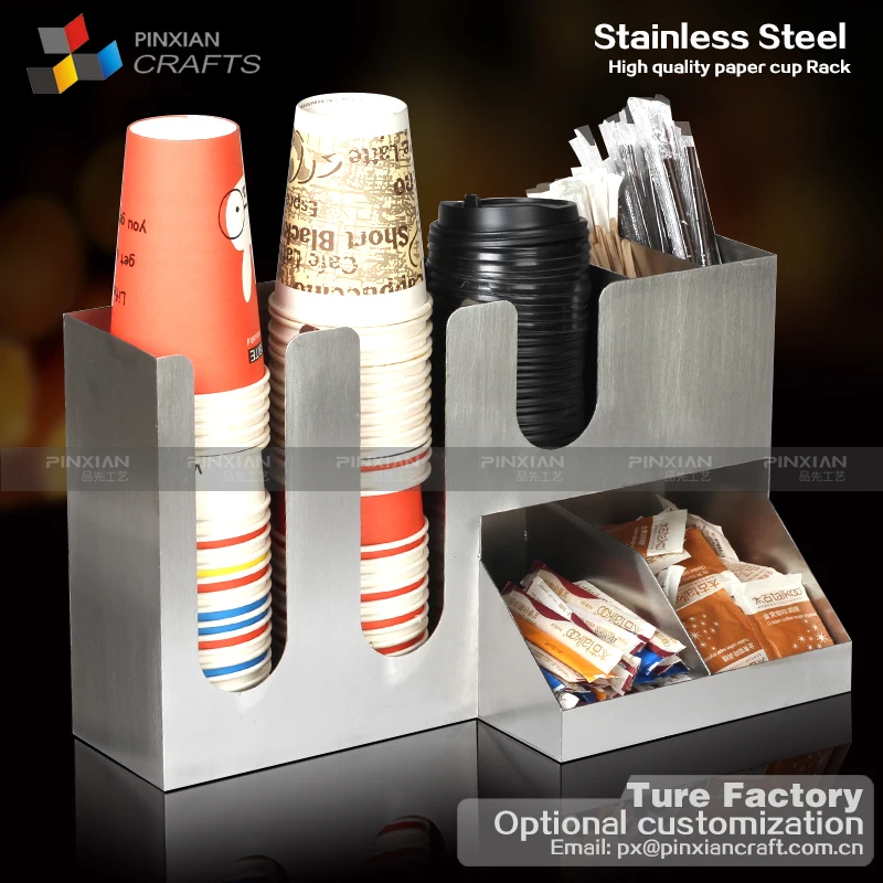Wholesale paper cup dispenser Storage Coffee Condiment Organizer holder