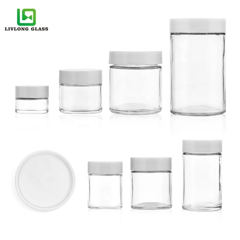 1 oz 2 oz 3 oz 4 oz 6 oz 8 oz 16 oz jars 3.5g airtight child resistant glass jar leaf flower packaging containers with CR lids