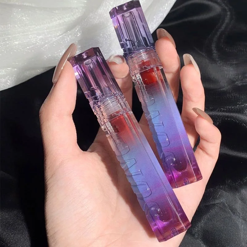 Hello Style Water Mirror Lip Glaze Fantasy Purple Lip Gloss Gray Pink Liquid Lipstick Lasting Water Proof Makeup Cosmetic