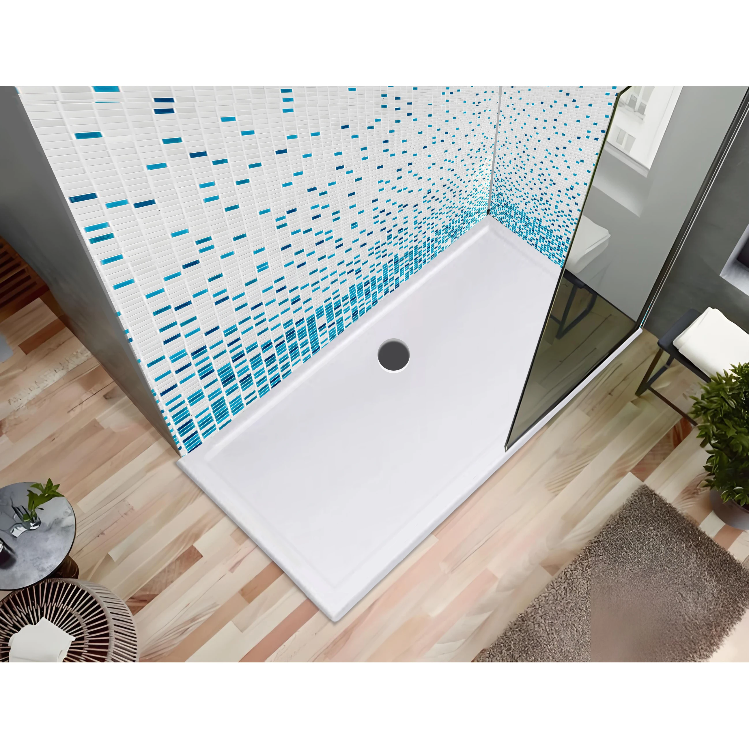 Indoor Bathroom Rectangle Shape Modern Acrylic Capped ABS Large Shower Base Board Pan