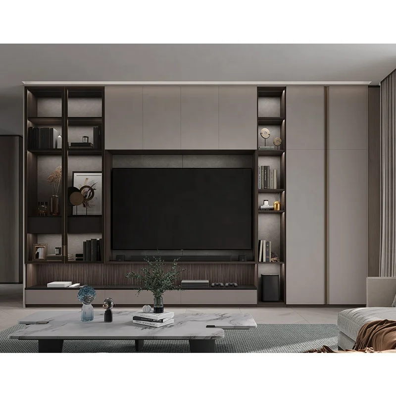 Customized Design Living Room Showcase TV Wall Unit Furniture Wooden TV Stand