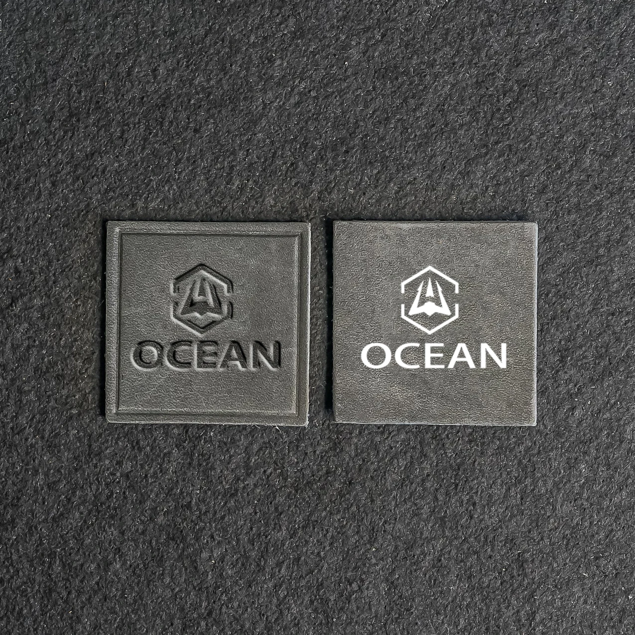 Wholesale Factory embossed logo Heat press Jeans trucker hat leather patch