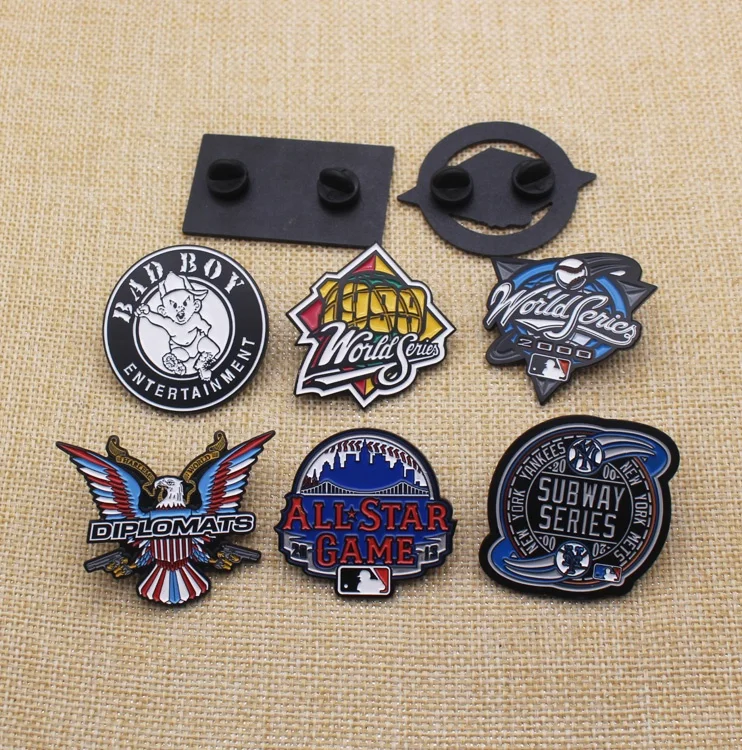 Custom Cheap Soft Enamel Black Metal Color Pin Sport Badge For Baseball Team