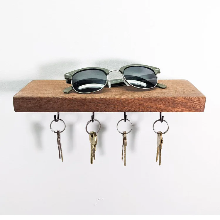 Customized Size Magnetic Key Rack Wood Key Rack With Storage High Quality Mounted Floating Wooden Shelves Magnet Key Holder