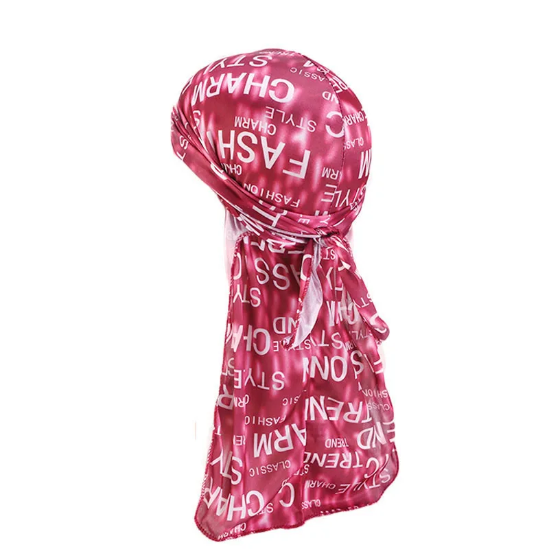 Factory Hot Sale Feather Style Hair Wave Headwrap Silk Polyester Motorcycle Biker Designer Durags For Men