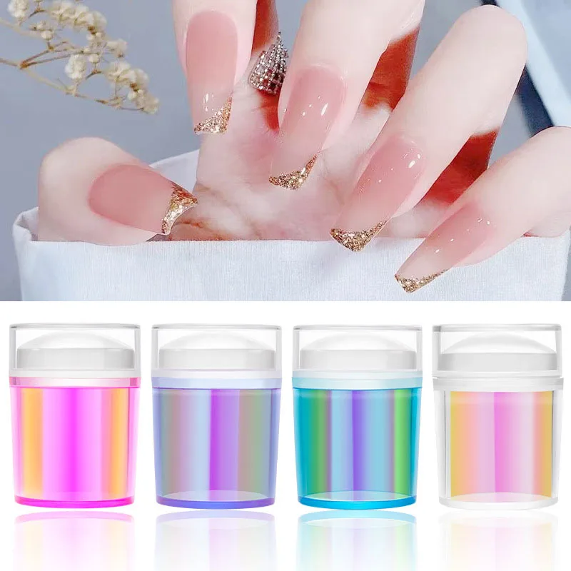 3pcs Kit Colorful Silicone Nail Stamper French Printing Nail Polish Stamping Plate Stamp Polish Seal Nail Stamper