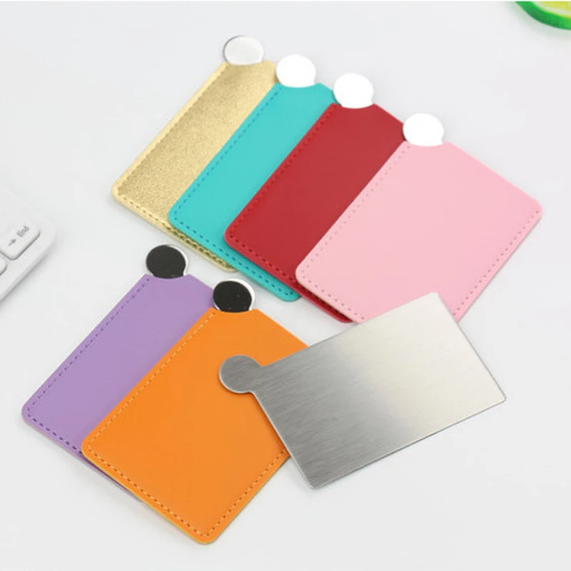 PU Leather Small Portable Mini Cosmetic mirror for makeup, Heart Shape Leather Mirror Pocket Mirror Leather Custom Logo