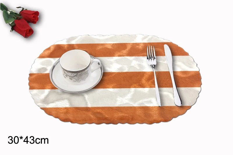 Oval Silver Stamping Stripe Tableware Mat for Home Party