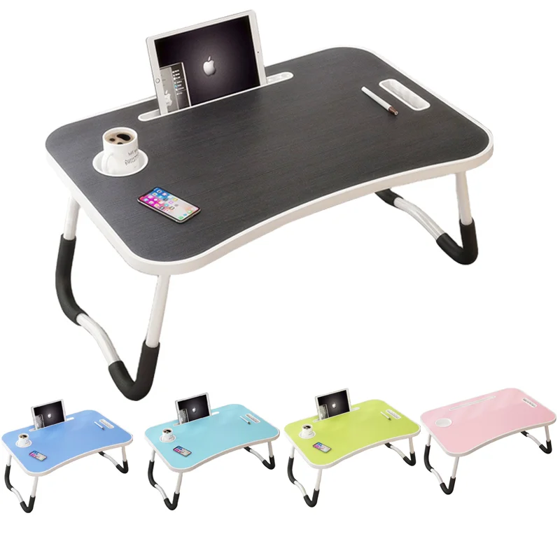Dormitory lazy bed foldable table adjustable mdf laminated computer table for laptop with folding legs