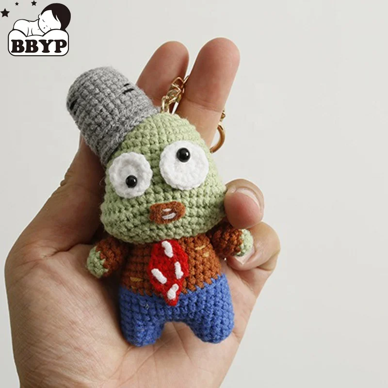 Cartoon Little Zombie Doll Handmade Woven Knitting Yarn Keychain Wool Thread Hook Weaving Crochet Doll Decoration Creative Gifts